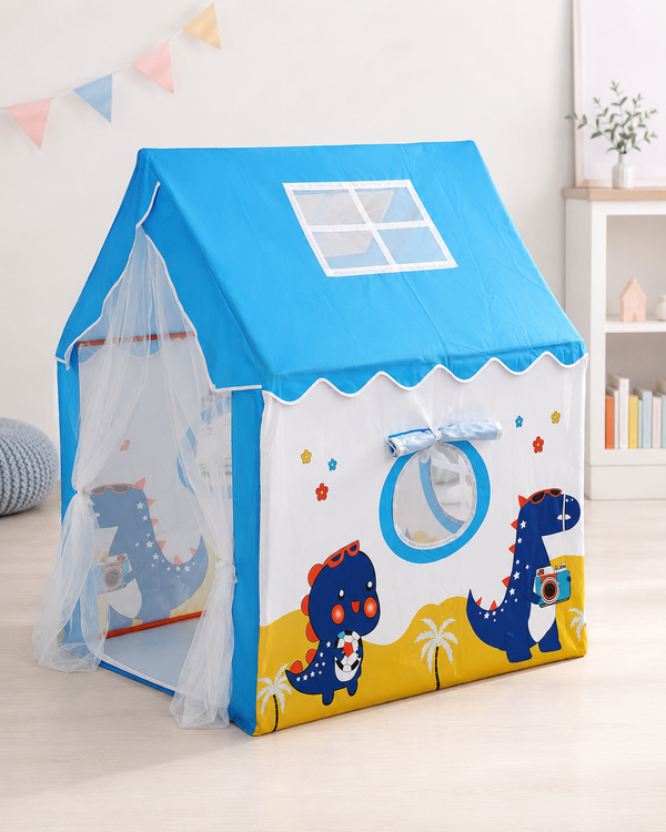Toynix Dinosaur Kids Play Tent House with Mesh Curtain Door, Foldable Indoor Playhouse, Polyester Fabric Tent for Boys & Girls (3–10 Years)