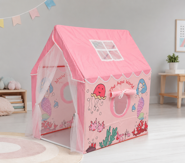 Toynix Aqua World Mermaid Kids Play Tent House with Mesh Curtains & Underwater Ocean Theme Indoor Outdoor Playhouse for Boys & Girls Age 3-10 Years