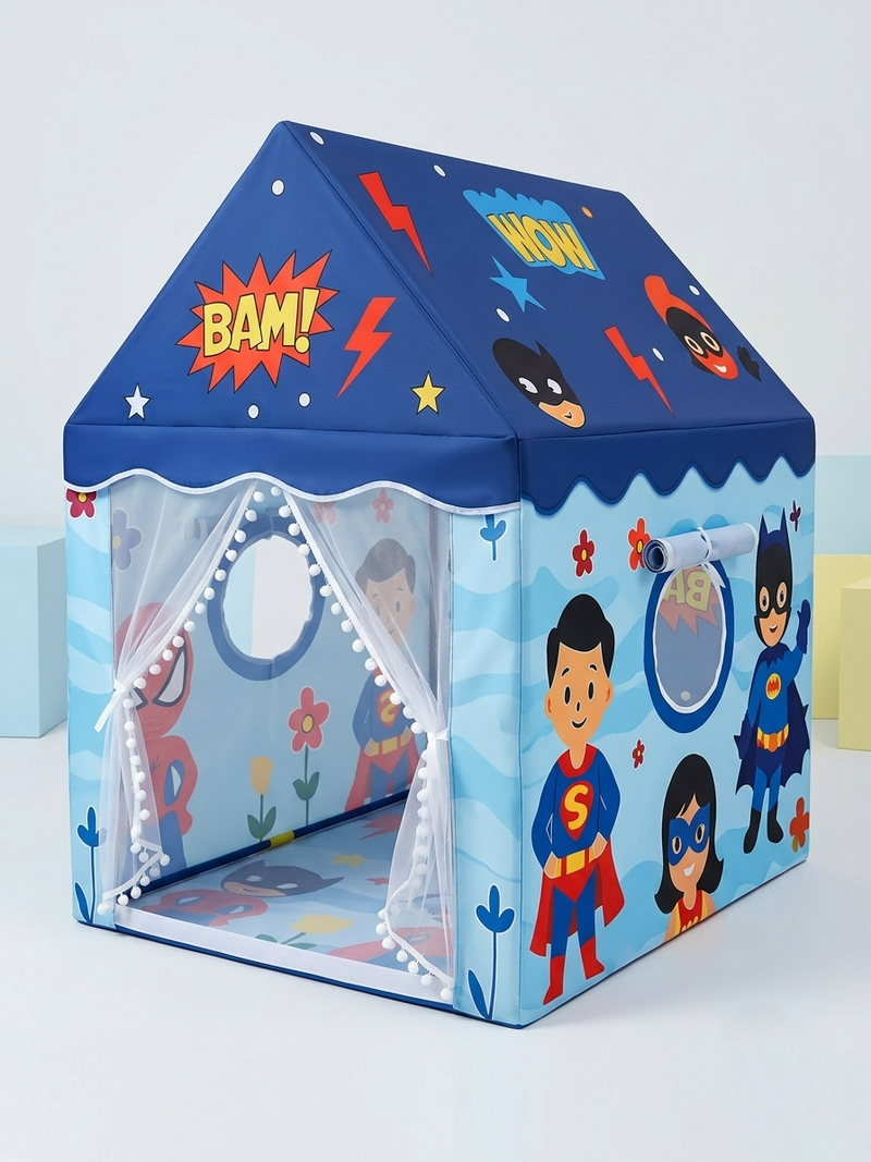 Kiddlix Kids Play Tent House. Superhero Theme Indoor & Outdoor Playhouse for Boys & Girls Age 3-8 Years. Foldable & Portable Play Tent