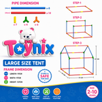 Toynix Happy Little World Extra Large Kids Play Tent House for 2 Children, Foldable Indoor Playhouse with Premium Polyester Fabric & Fiberglass Frame (3–10 Years)