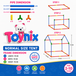 Toynix Educational ABC Learning Kids Play Tent House with Curtain Door, Foldable Indoor Playhouse, Polyester Fabric Tent for Boys & Girls (3–10 Years)