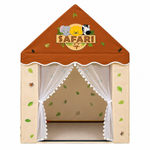Kiddlix Safari Theme Kids Play Tent House, Foldable Indoor Playhouse with Premium Polyester Fabric & Fiberglass Frame, Mesh Curtain Door, Portable Pretend Play Tent for Boys & Girls (3–10 Years)
